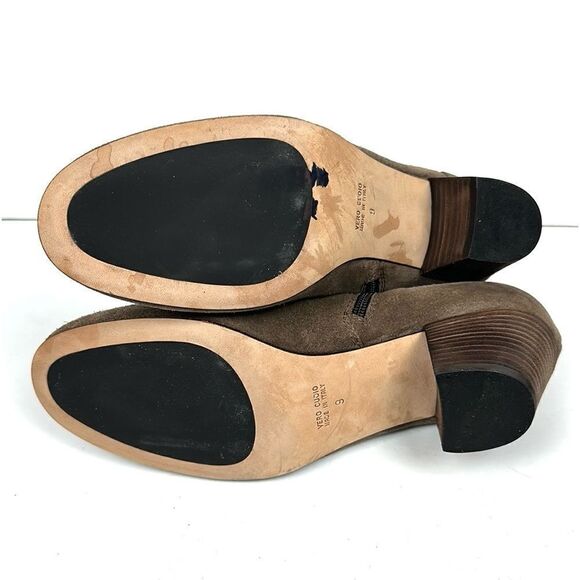 AQUATALIA Taupe Fallyn Suede Ankle Booties Block Heels Round Toe Side Zip US 9 - Picture 13 of 15